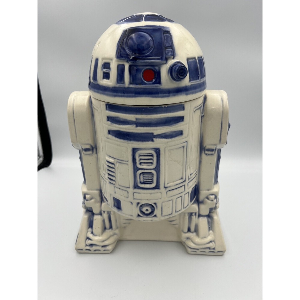 VTG Sci Fi 1977 Star Wars R2D2 Ceramic Cookie Jar Roman Ceramics Lg Crack on Lid
